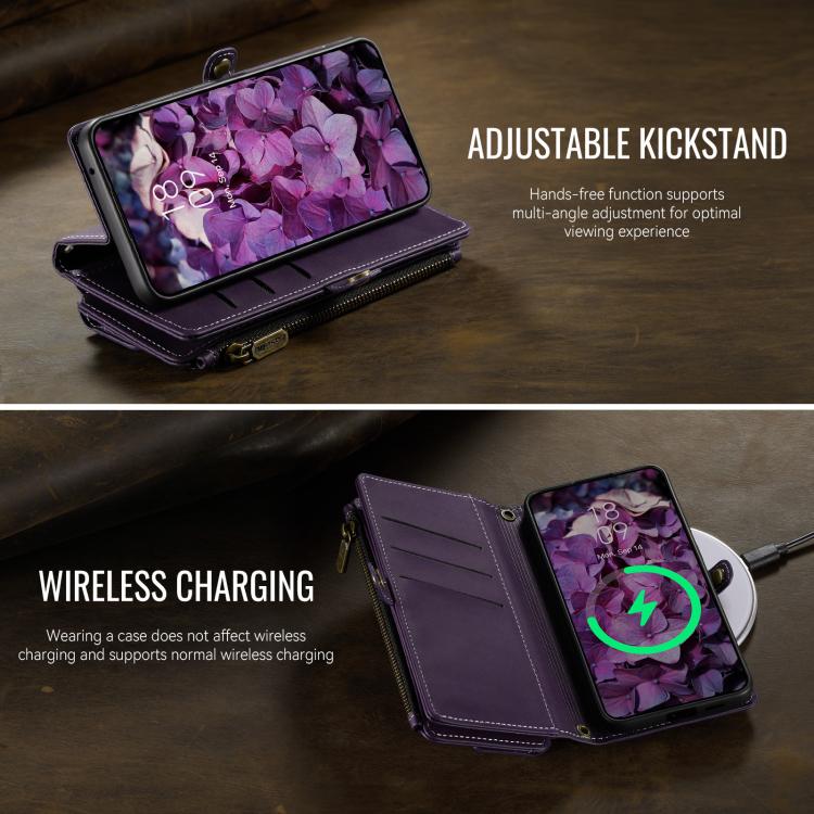 For Samsung Galaxy S20+ 5G CaseMe C39 RFID Blocking Zipper Wallet Leather Phone Case with Crossbody Strap