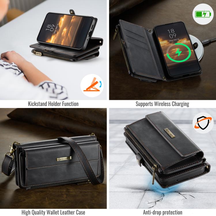 For Samsung Galaxy S20 Ultra 5G CaseMe C39 RFID Blocking Zipper Wallet Leather Phone Case with Crossbody Strap