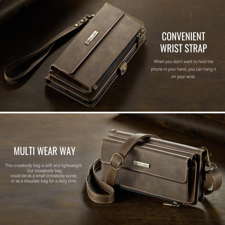 For Samsung Galaxy S20 Ultra 5G CaseMe C39 RFID Blocking Zipper Wallet Leather Phone Case with Crossbody Strap