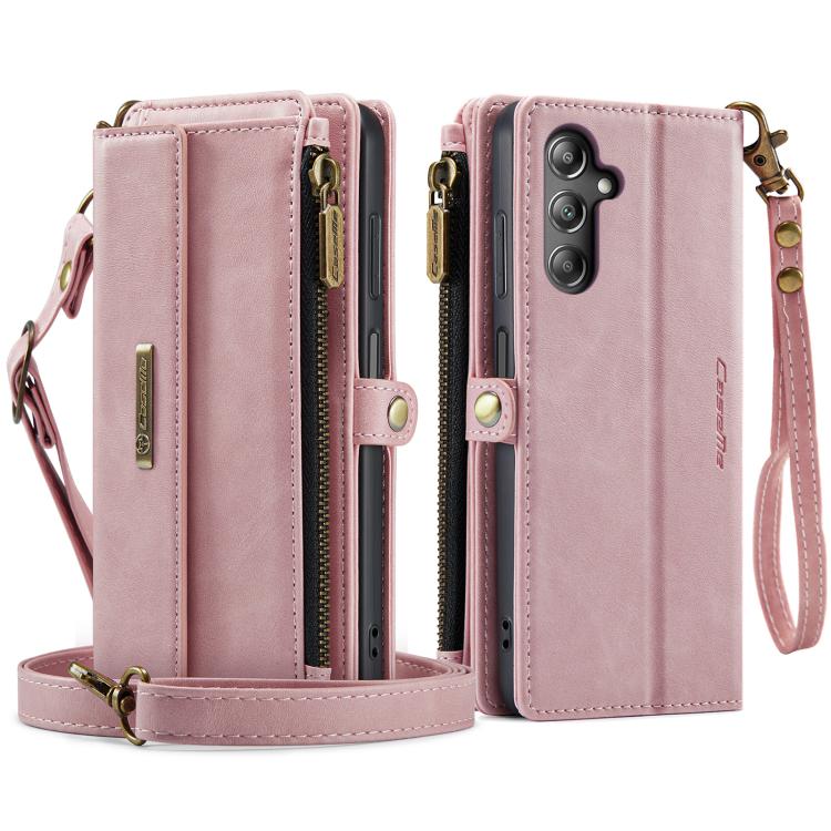 For Samsung Galaxy A14 CaseMe C39 RFID Blocking Zipper Wallet Leather Phone Case with Crossbody Strap