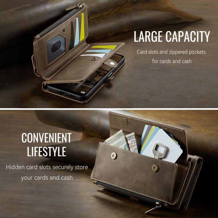 For Samsung Galaxy A16 4G CaseMe C39 RFID Blocking Zipper Wallet Leather Phone Case with Crossbody Strap