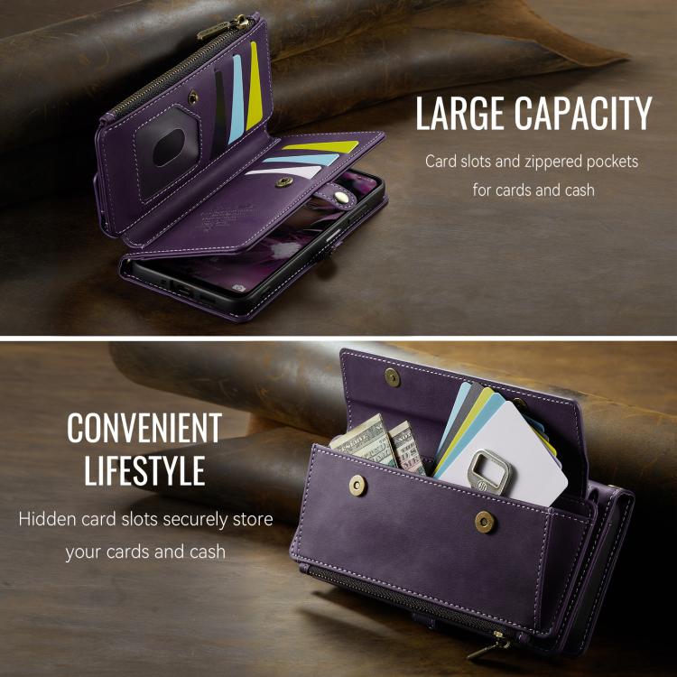 For Samsung Galaxy A16 4G CaseMe C39 RFID Blocking Zipper Wallet Leather Phone Case with Crossbody Strap