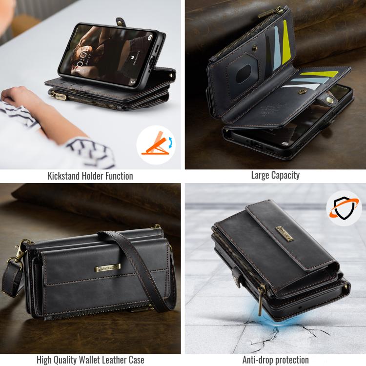 For Samsung Galaxy A53 CaseMe C39 RFID Blocking Zipper Wallet Leather Phone Case with Crossbody Strap