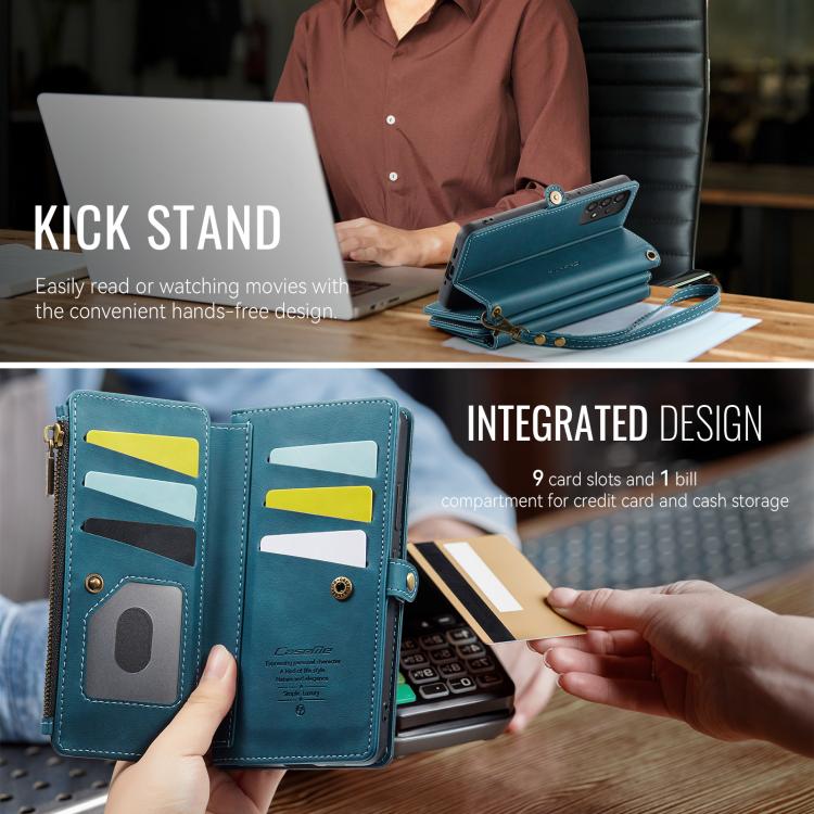 For Samsung Galaxy A53 CaseMe C39 RFID Blocking Zipper Wallet Leather Phone Case with Crossbody Strap