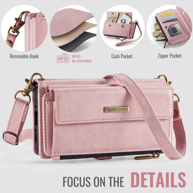 For Samsung Galaxy A54 5G CaseMe C39 RFID Blocking Zipper Wallet Leather Phone Case with Crossbody Strap