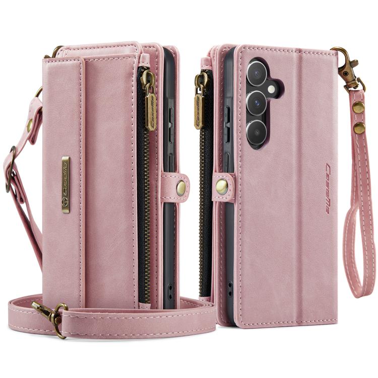 For Samsung Galaxy A55 5G CaseMe C39 RFID Blocking Zipper Wallet Leather Phone Case with Crossbody Strap