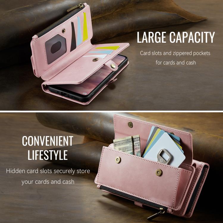 For Samsung Galaxy A55 5G CaseMe C39 RFID Blocking Zipper Wallet Leather Phone Case with Crossbody Strap