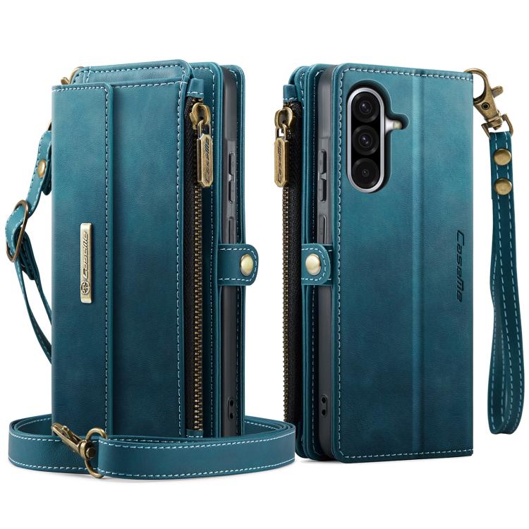 For Samsung Galaxy A56 5G CaseMe C39 RFID Blocking Zipper Wallet Leather Phone Case with Crossbody Strap