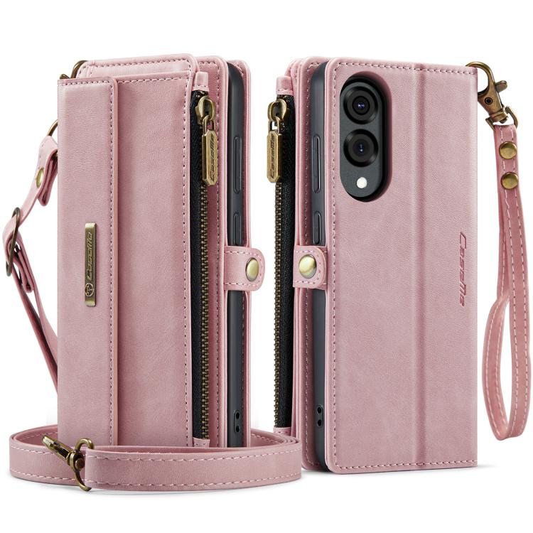 For Samsung Galaxy S25 Edge 5G CaseMe C39 RFID Blocking Zipper Wallet Leather Phone Case with Crossbody Strap