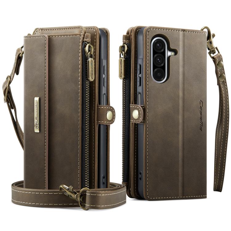 For Samsung Galaxy A17 CaseMe C39 RFID Blocking Zipper Wallet Leather Phone Case with Crossbody Strap
