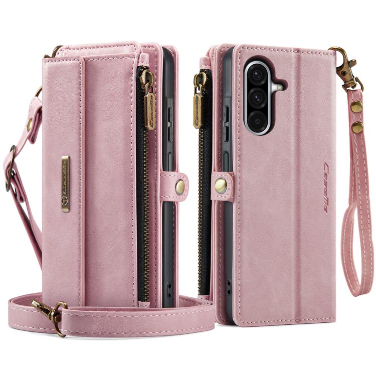 For Samsung Galaxy A17 CaseMe C39 RFID Blocking Zipper Wallet Leather Phone Case with Crossbody Strap