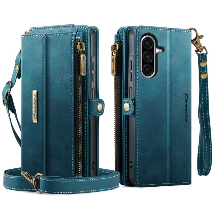 For Samsung Galaxy A17 CaseMe C39 RFID Blocking Zipper Wallet Leather Phone Case with Crossbody Strap