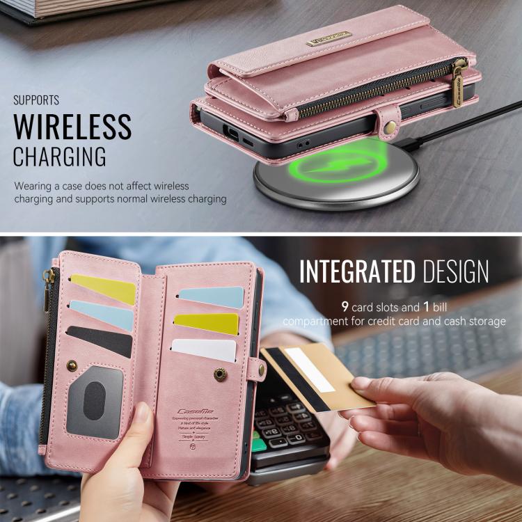 For Samsung Galaxy S26 5G CaseMe C39 RFID Blocking Zipper Wallet Leather Phone Case with Crossbody Strap