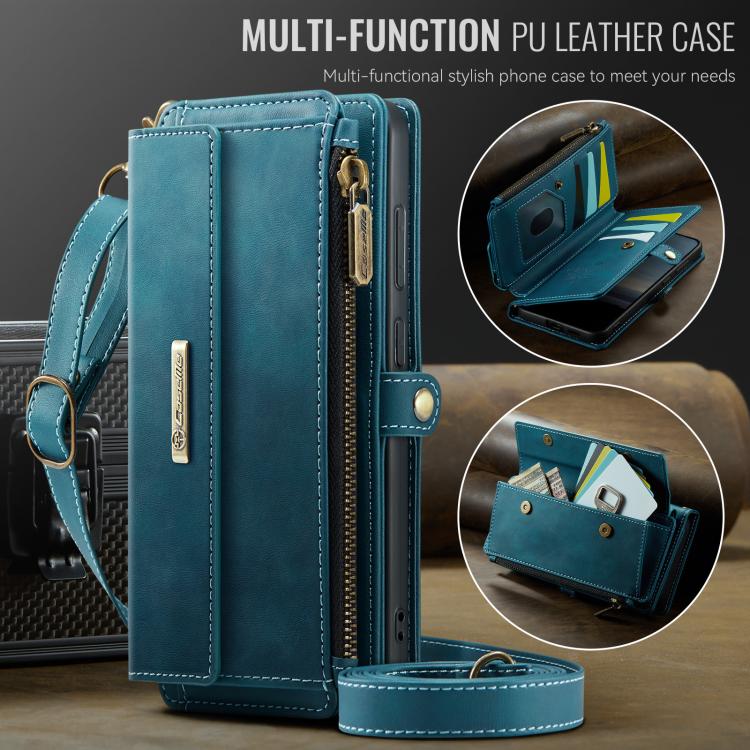 For Samsung Galaxy S26 5G CaseMe C39 RFID Blocking Zipper Wallet Leather Phone Case with Crossbody Strap