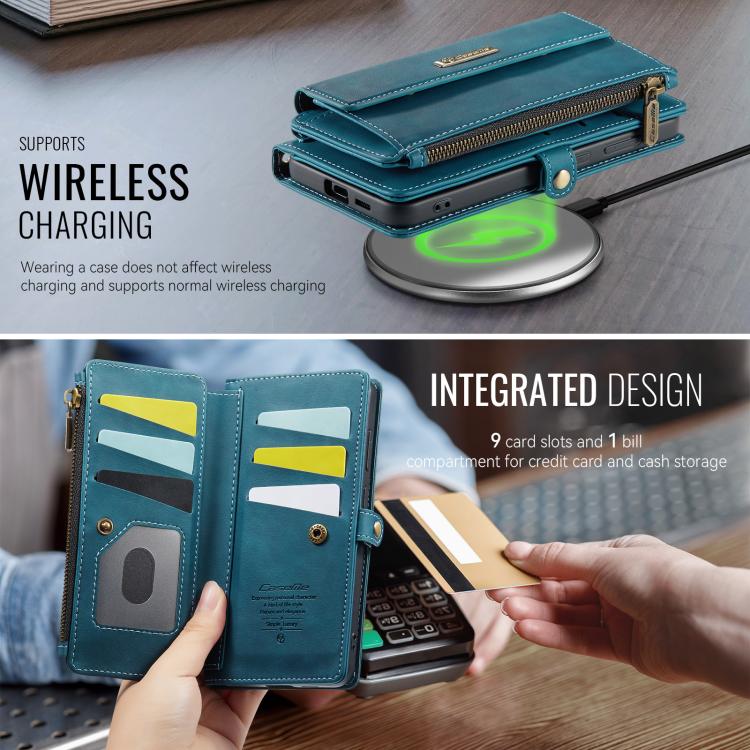 For Samsung Galaxy S26 5G CaseMe C39 RFID Blocking Zipper Wallet Leather Phone Case with Crossbody Strap