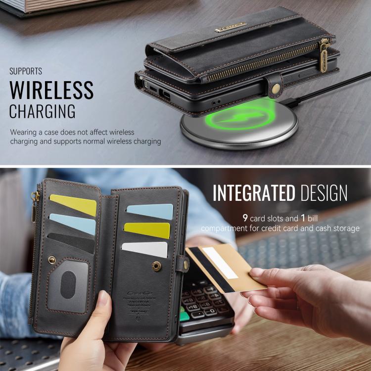 For Samsung Galaxy S26 Ultra 5G CaseMe C39 RFID Blocking Zipper Wallet Leather Phone Case with Crossbody Strap