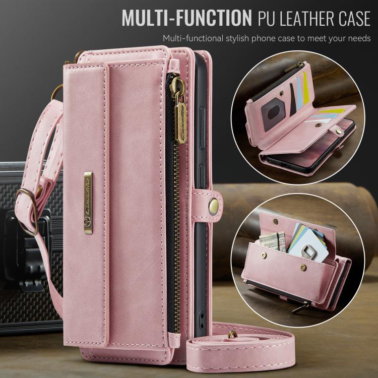 For Samsung Galaxy S26 Ultra 5G CaseMe C39 RFID Blocking Zipper Wallet Leather Phone Case with Crossbody Strap