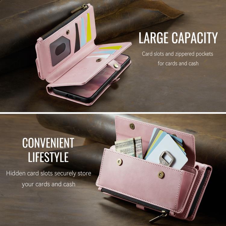 For Samsung Galaxy A57 5G CaseMe C39 RFID Blocking Zipper Wallet Leather Phone Case with Crossbody Strap