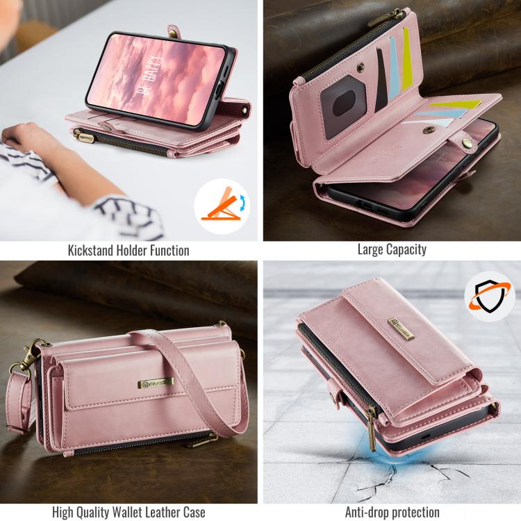 For Samsung Galaxy A57 5G CaseMe C39 RFID Blocking Zipper Wallet Leather Phone Case with Crossbody Strap