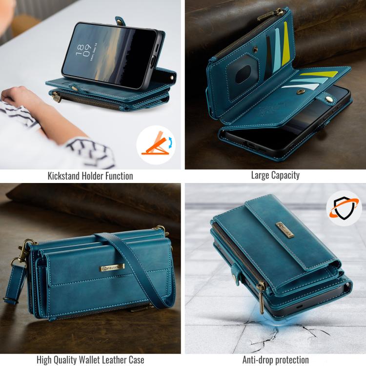 For Samsung Galaxy A57 5G CaseMe C39 RFID Blocking Zipper Wallet Leather Phone Case with Crossbody Strap