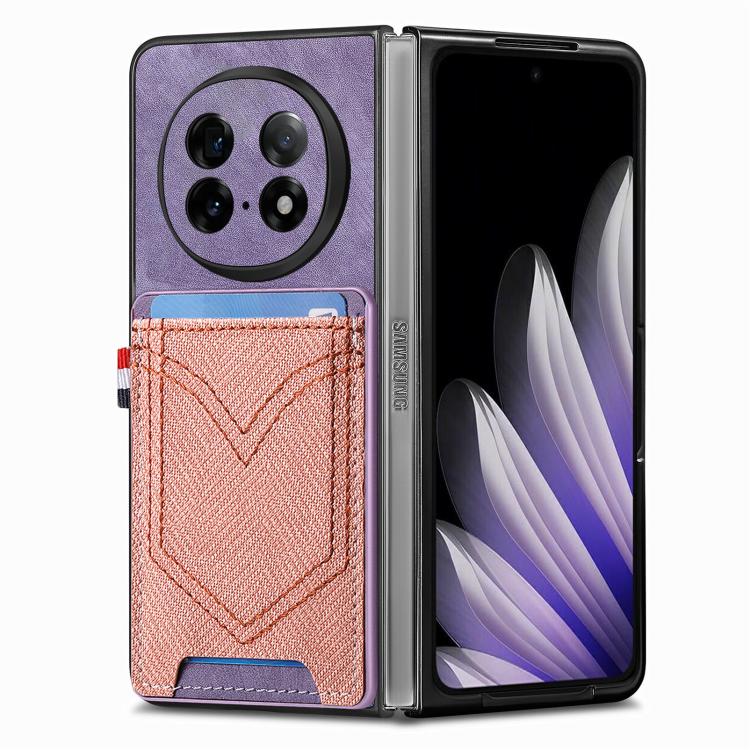 For OPPO Find N5 Denim Texture Leather Skin Phone Case with Card Slot
