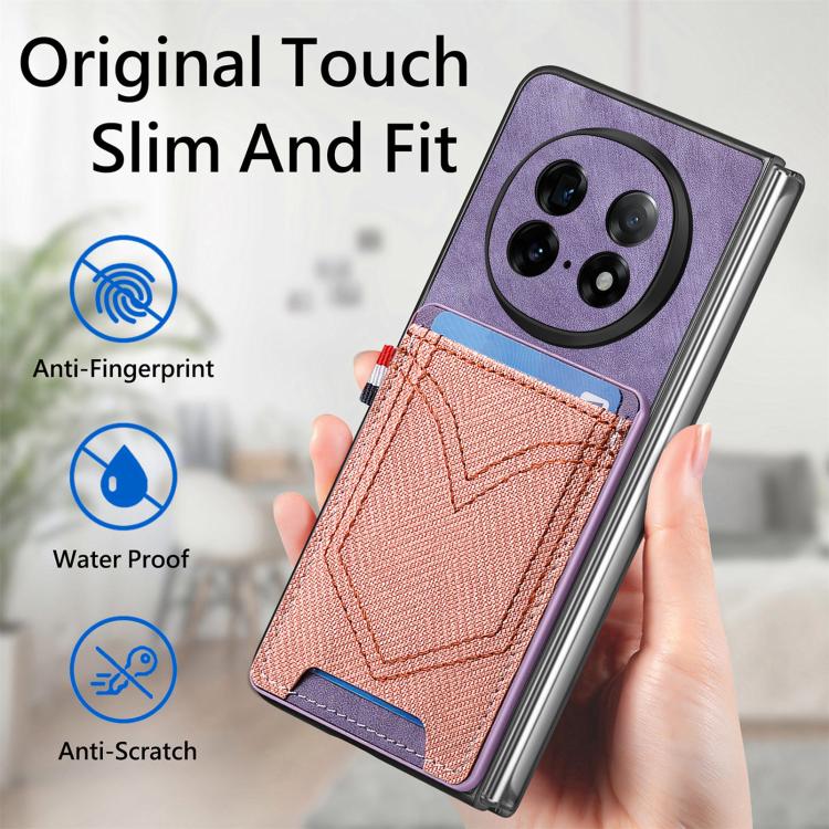 For OPPO Find N5 Denim Texture Leather Skin Phone Case with Card Slot