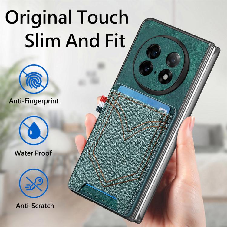 For OPPO Find N5 Denim Texture Leather Skin Phone Case with Card Slot