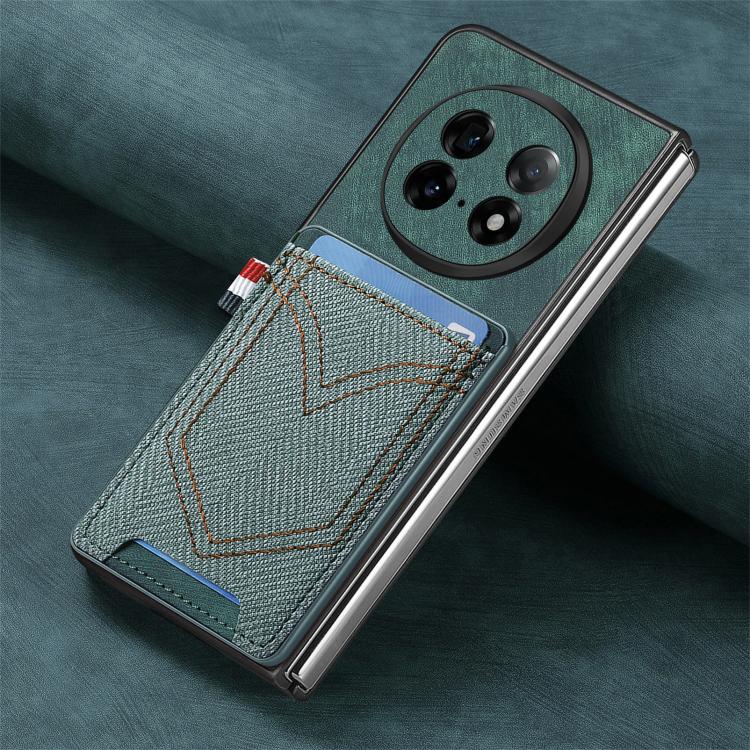 For OPPO Find N5 Denim Texture Leather Skin Phone Case with Card Slot