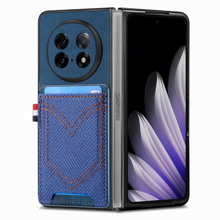 For OPPO Find N5 Denim Texture Leather Skin Phone Case with Card Slot