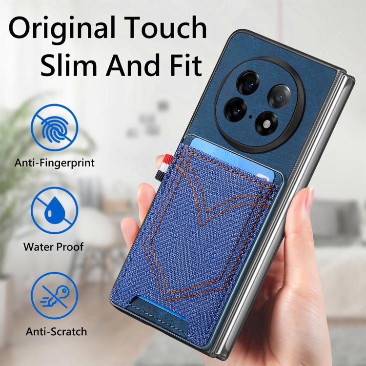 For OPPO Find N5 Denim Texture Leather Skin Phone Case with Card Slot