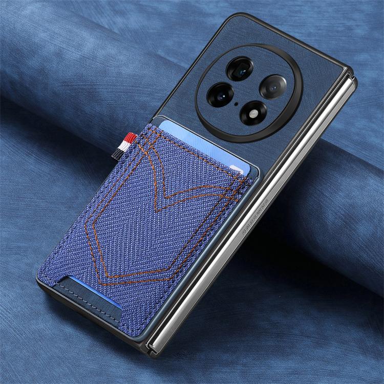 For OPPO Find N5 Denim Texture Leather Skin Phone Case with Card Slot