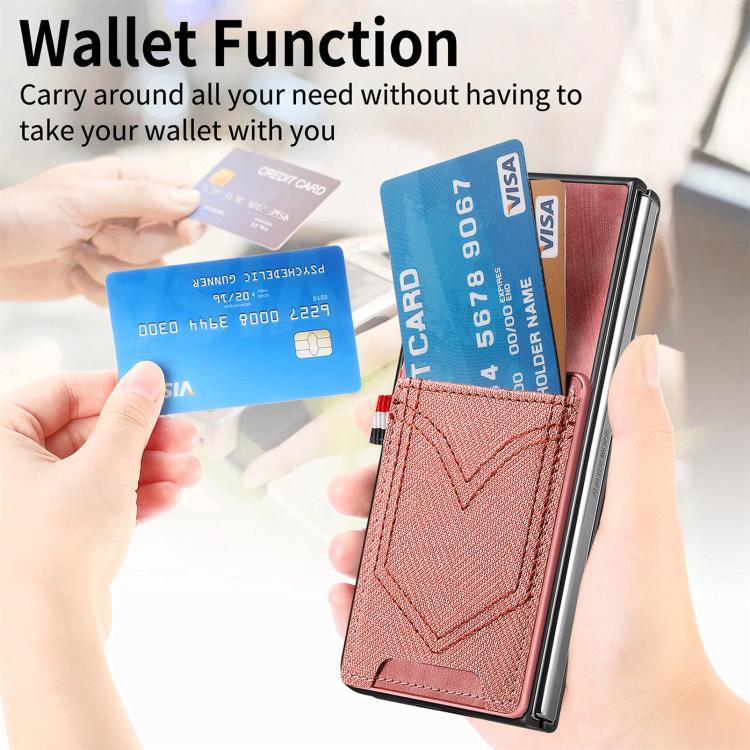 For OPPO Find N5 Denim Texture Leather Skin Phone Case with Card Slot