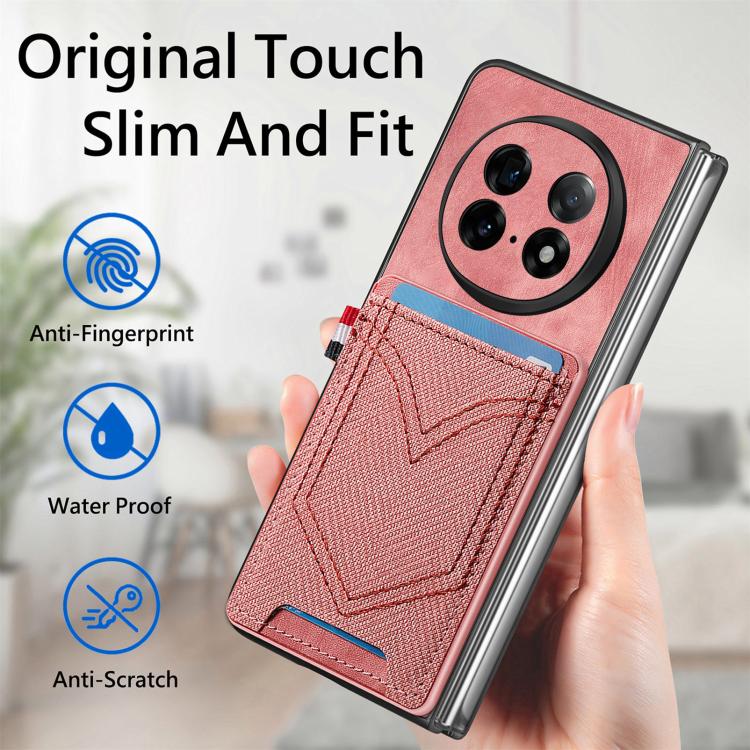 For OPPO Find N5 Denim Texture Leather Skin Phone Case with Card Slot