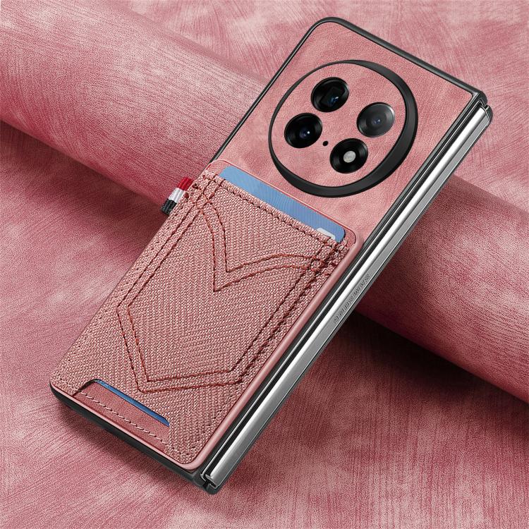 For OPPO Find N5 Denim Texture Leather Skin Phone Case with Card Slot