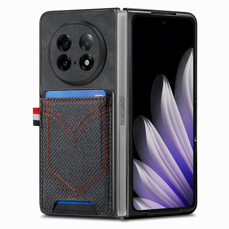 For OPPO Find N5 Denim Texture Leather Skin Phone Case with Card Slot