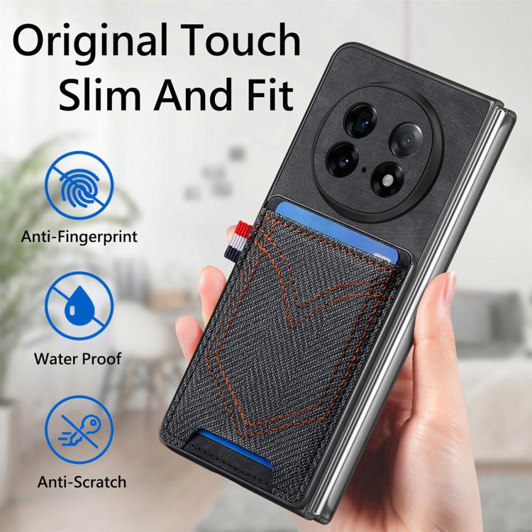 For OPPO Find N5 Denim Texture Leather Skin Phone Case with Card Slot