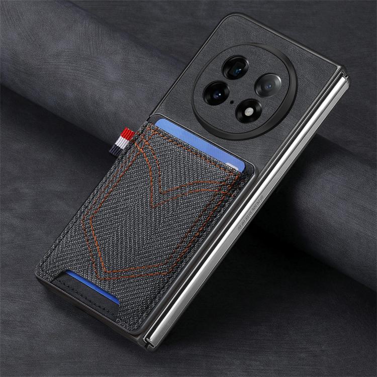 For OPPO Find N5 Denim Texture Leather Skin Phone Case with Card Slot