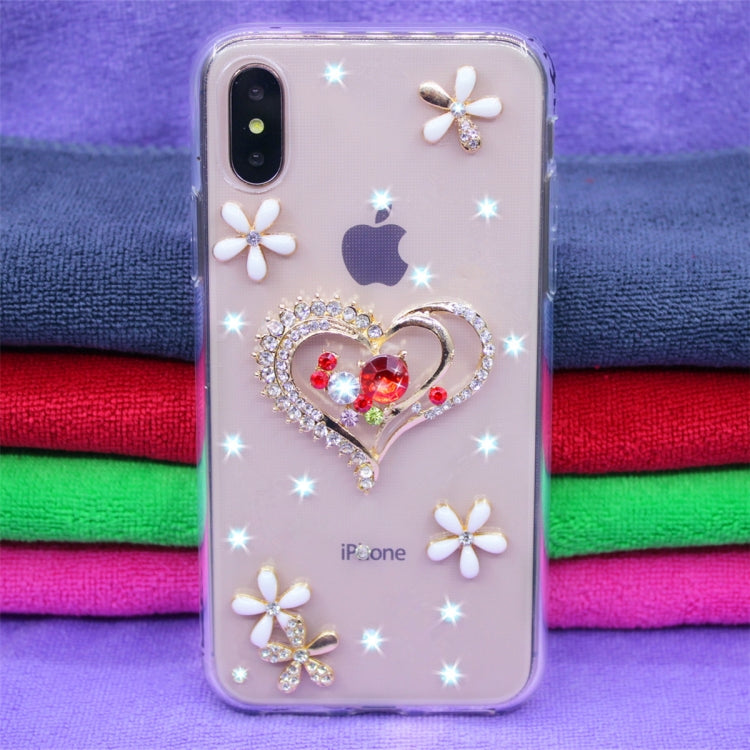 For iPhone X Fevelove Diamond Encrusted Christmas Santa Claus Pattern TPU Protective Case Back Cover