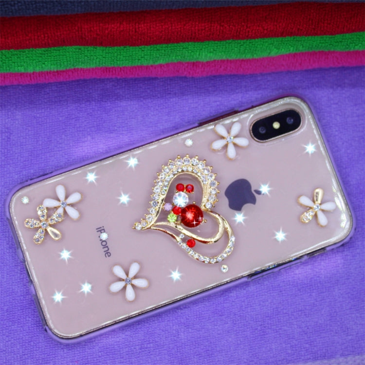 For iPhone X Fevelove Diamond Encrusted Christmas Santa Claus Pattern TPU Protective Case Back Cover