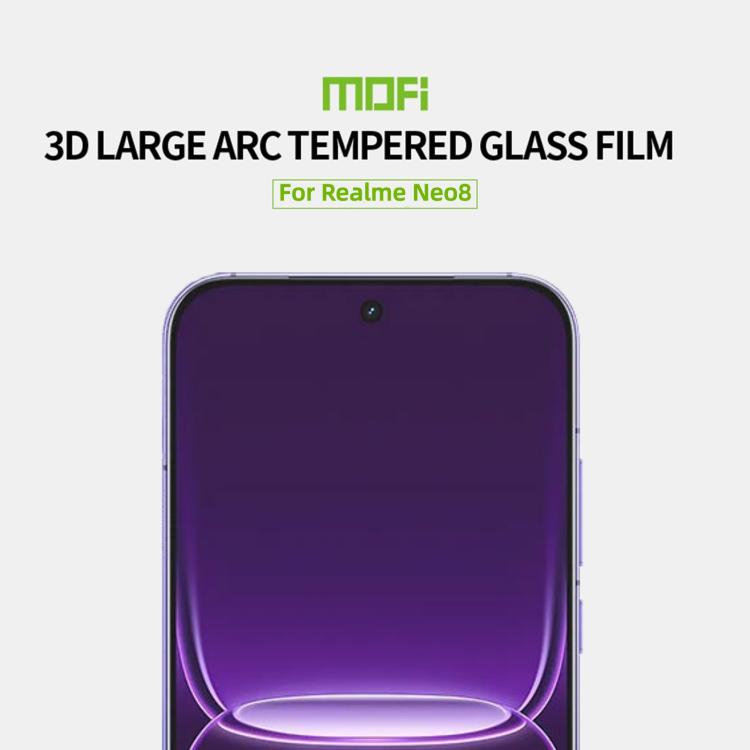 For Realme Neo8 Unlock MOFI 9H 3D Explosion-proof Curved Screen Tempered Glass Film - Black
