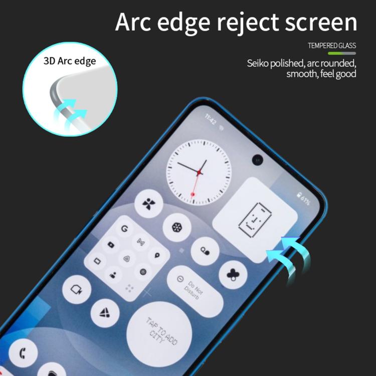 For Nothing Phone 3a / 3a Pro MOFI 9H 3D Explosion-proof Curved Screen Tempered Glass Film - Black