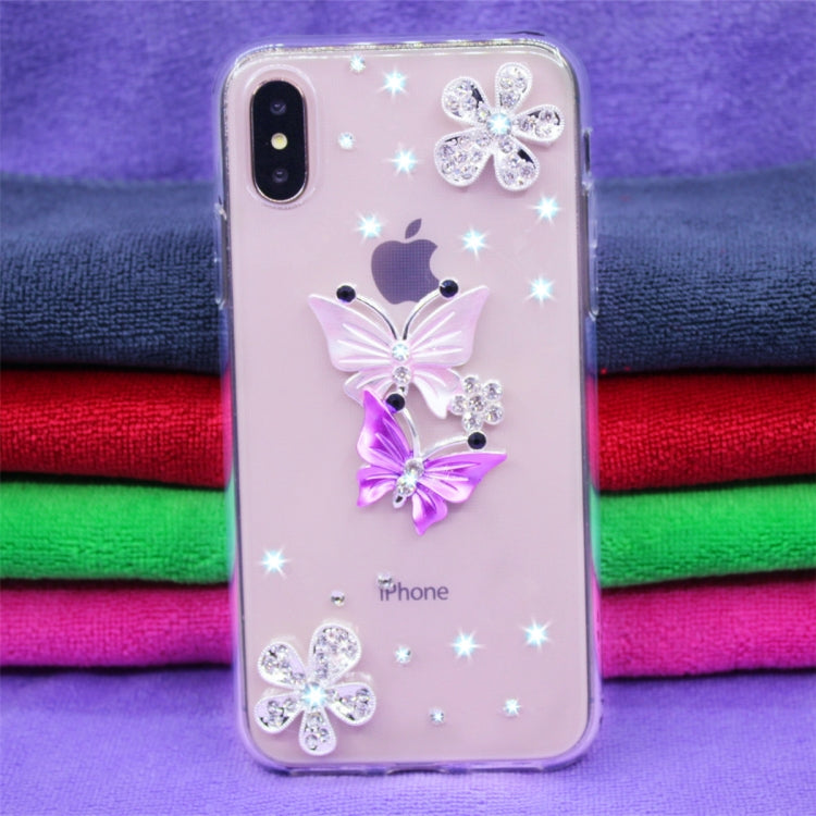For iPhone XR Fevelove Diamond Encrusted Christmas Santa Claus Pattern TPU Protective Case Back Cover