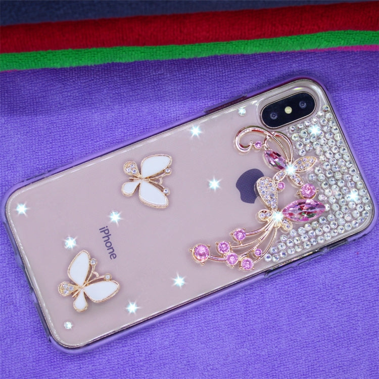 For iPhone XR Fevelove Diamond Encrusted Christmas Santa Claus Pattern TPU Protective Case Back Cover