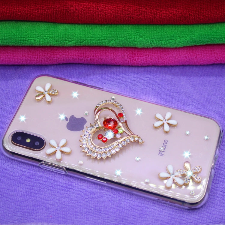 For iPhone XR Fevelove Diamond Encrusted Christmas Santa Claus Pattern TPU Protective Case Back Cover