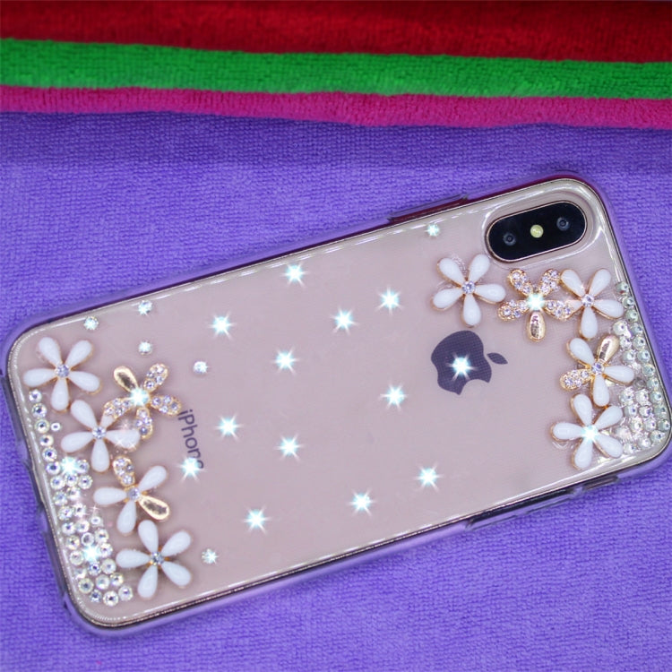 For iPhone XR Fevelove Diamond Encrusted Christmas Santa Claus Pattern TPU Protective Case Back Cover