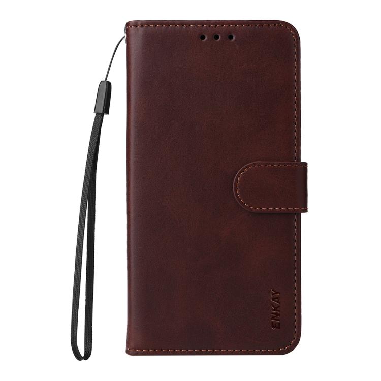 For Honor X6c 4G / X6b 4G ENKAY Card Wallet Calf Texture Leather Phone Case with Screen Film