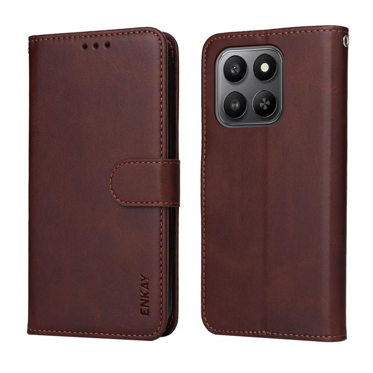For Honor 400 Smart ENKAY Card Wallet Calf Texture Leather Phone Case with Screen Film