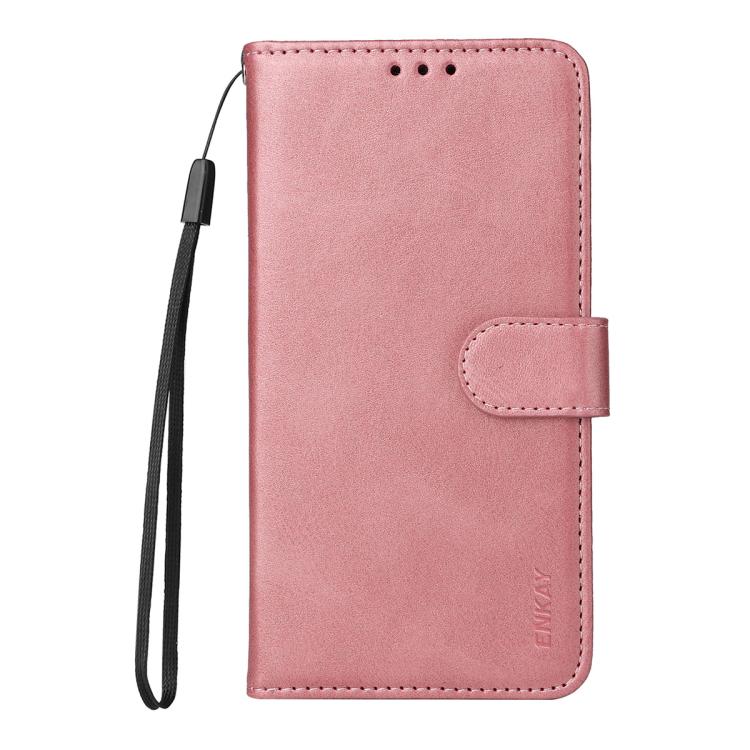 For Honor 600 Lite Global / 500 Smart ENKAY Card Wallet Calf Texture Leather Phone Case with Screen Film