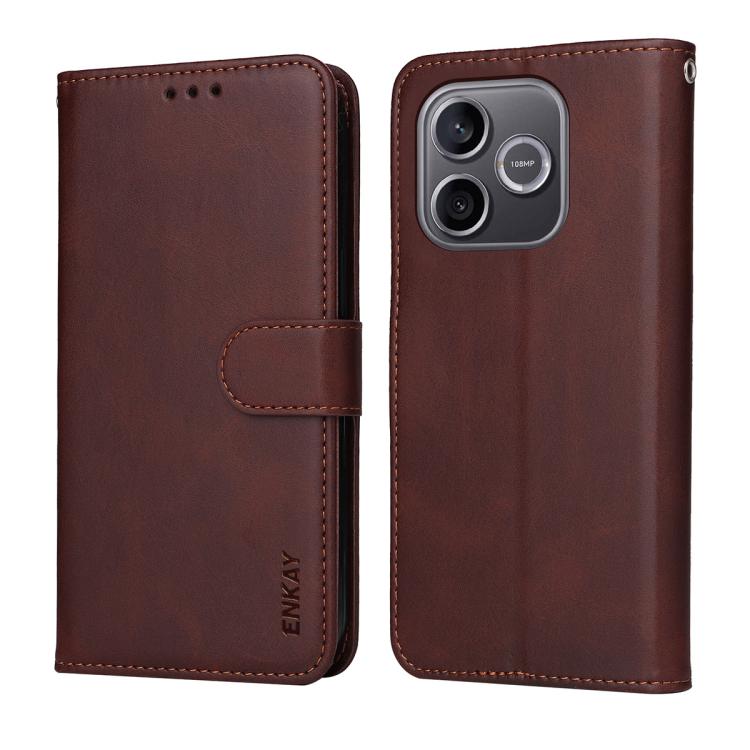 For Honor 600 Lite Global / 500 Smart ENKAY Card Wallet Calf Texture Leather Phone Case with Screen Film