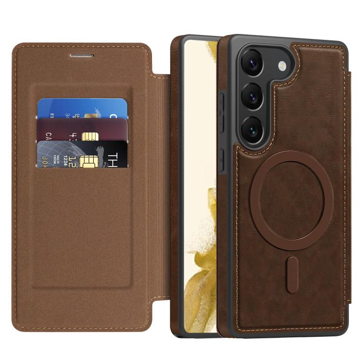 For Samsung Galaxy S22 5G Linton MagSafe Leather Phone Case